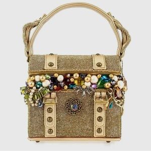 Embellished Gold Treasure Chest Handbag
